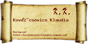 Kovácsovics Klaudia névjegykártya