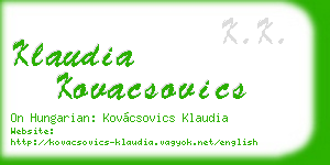 klaudia kovacsovics business card